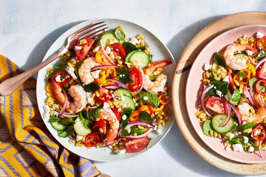 Gresk salat med reker og Kamut