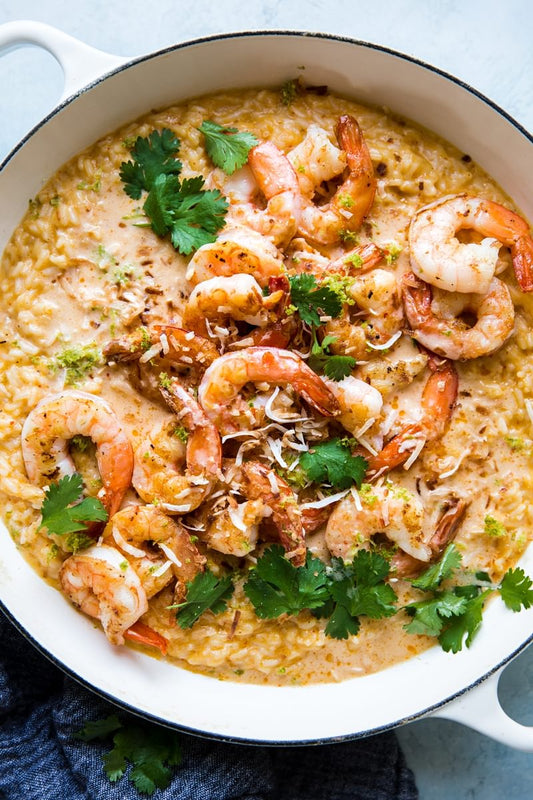 Risotto i rød karri med reker